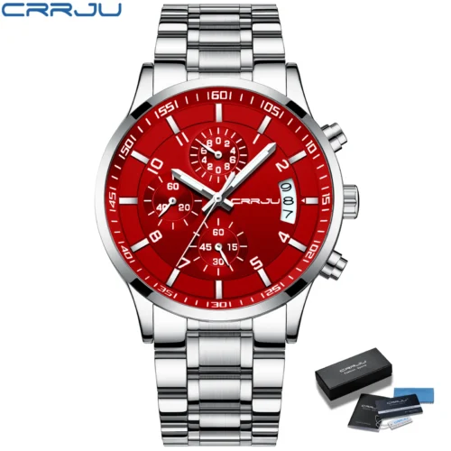 kf H9d29350dcd214f89a88053973a646fe4g CRRJU Men Quartz Wristwatches Luxury Brand Sporty Chronograph Watches with 316 Stainless Steel Luminous Hands Male