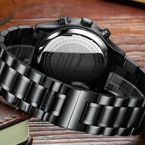 kf Hde1612f2ce5544259edc0b63c0d70b63S CRRJU Men Quartz Wristwatches Luxury Brand Sporty Chronograph Watches with 316 Stainless Steel Luminous Hands Male