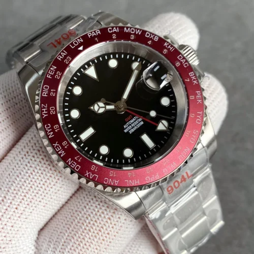 kf S2bc122f5d94044ce90dec0cda77d5c497 Tandorio 24 Hours Red Rotating bezel 200m Waterproof Sapphire Luminous NH34A GMT Automatic Mechanical Men s