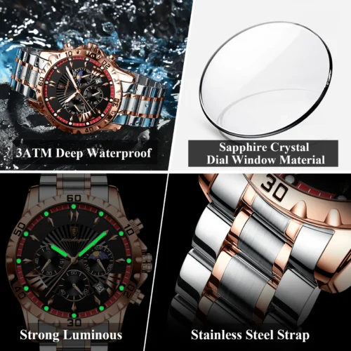 kf S41ced5d10a2e4048bf96b8cf6b551179l POEDAGAR Luxury High Quality Watch for Man Waterproof Luminous Chronograph Date Men Watch Stainless Steel Quartz