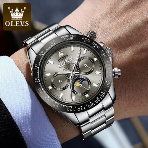 kf S833a16074437457aac7930615d97f6316 OLEVS 6654 Men s Automatic Mechanical Watch Luxury Brand Stainless Steel Waterproof Luminescent Watch Fashion Men