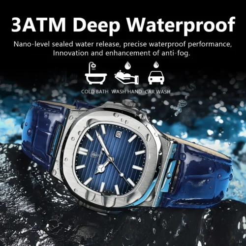 kf S892de217201e434ca226c9a374d30865g POEDAGAR Luxury Man Wristwatch Waterproof Luminous Date Leather Men s Watches Sports Square Men Watch Casual