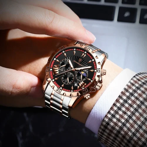 kf S90a355ca4e82440f97beec75555d279d7 POEDAGAR Luxury High Quality Watch for Man Waterproof Luminous Chronograph Date Men Watch Stainless Steel Quartz