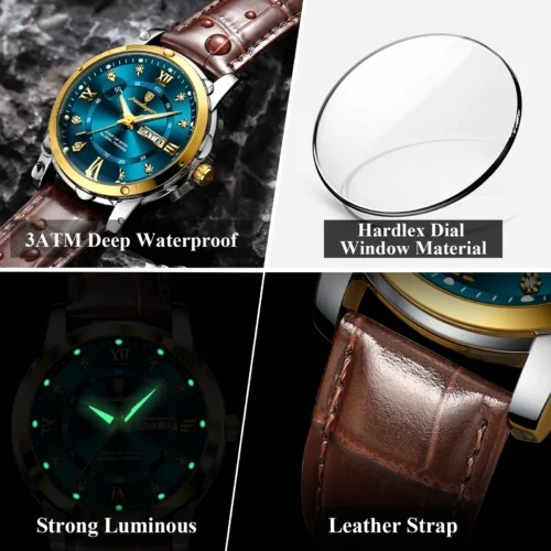 kf Sbe8711d868ff443987dab0cd1a426e5ak POEDAGAR Luxury Man Wristwatch Waterproof Luminous Date Week Leather Watch For Men Sports Quartz Men s