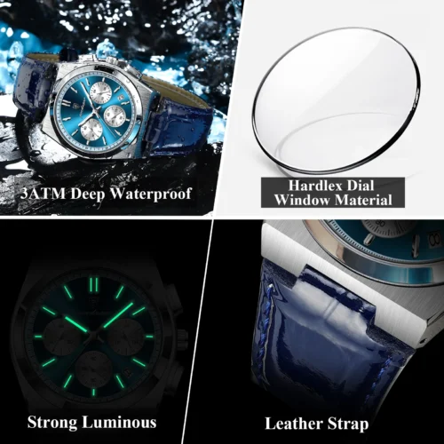 kf Sd169ac13abb44ab8a70e25f723738b3a1 POEDAGAR Luxury Watch For Men Leather Sports Military Man Watch Waterproof Luminous Chronograph Date Quartz Men