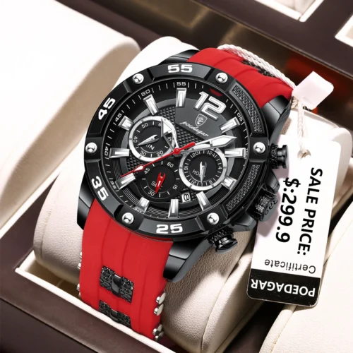 kf Se0fa2647184b4199b54fa1d69a134679g POEDAGAR Luxury Man Wristwatch Sport Chronograph Waterproof Luminous Date Watches for Men Casual Quartz Silicone Men